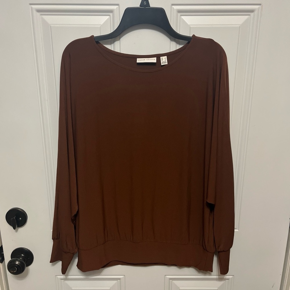 Susan Graver Rich Brown Women's Blouse Large